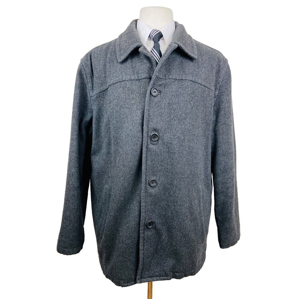 J CREW Mens Large Solid Gray Soft Wool Nylon Overcoat Jacket